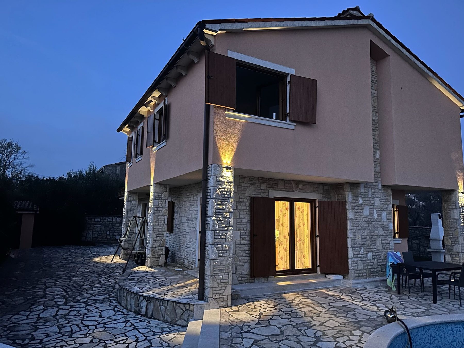 Current exterior renovation progress at Villa Peppina